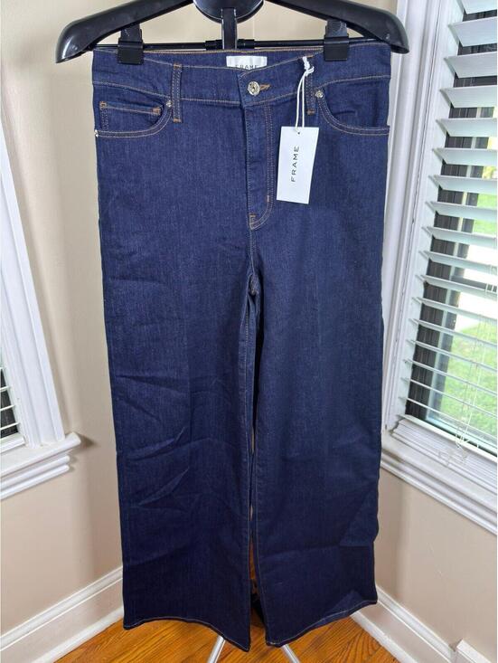 Frame Denim Denim - NWT FRAME Le Slim Palazzo Jeans Size 30 High Rise Wide Leg Dark Rinse MSRP $298